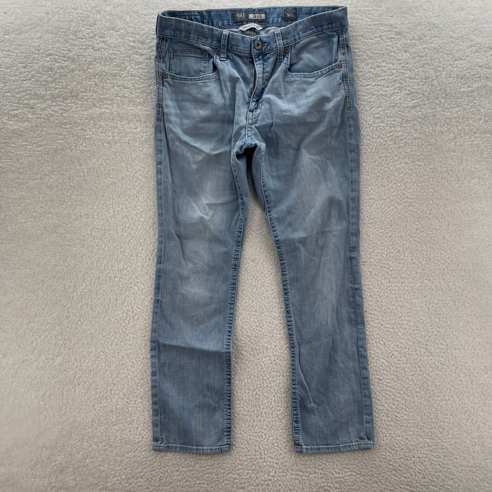 BKE Jeans Mens 36x32 Blue Light Wash Jake Straight Stretch Denim Grunge Y2K